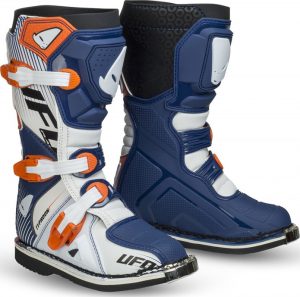 Cizme atv cross Ufo Typhoon, pentru copii, culoare albastru alb portocaliu, marime 33, UFO