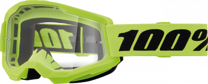 Ochelari cross atv 100% Strata 2 Junior Neon, lentila transparenta, culoare rama galben neon, 100% – ofertă, preț și specificații