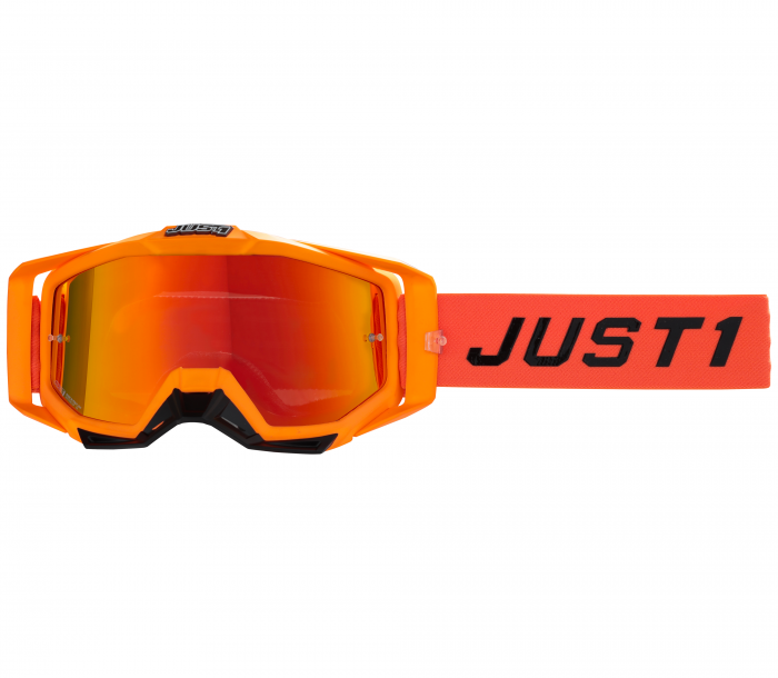 Ochelari motocross atv Just1 Iris 2.0 Pulsar, sticla tip oglinda, culoare portocaliu flourescent, Just1 – ofertă, preț și specificații