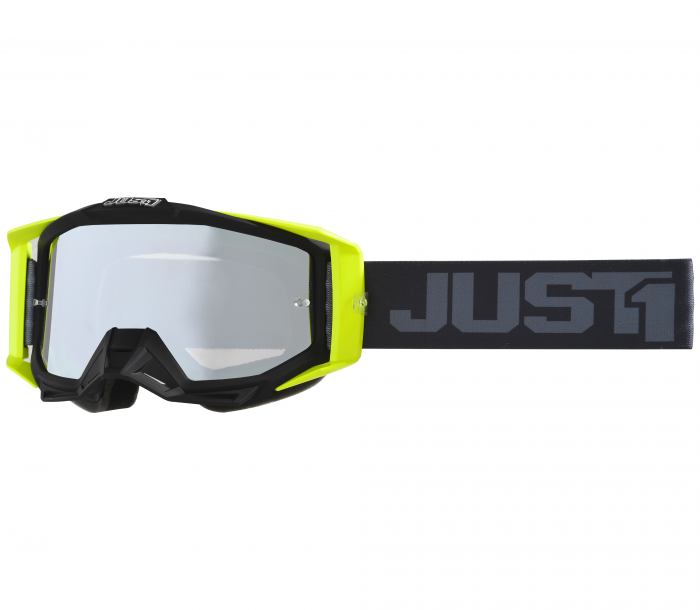 Ochelari motocross atv Just1 Iris 2.0 Track, sticla tip oglinda, culoare negru galben flourescent, Just1 – ofertă, preț și specificații