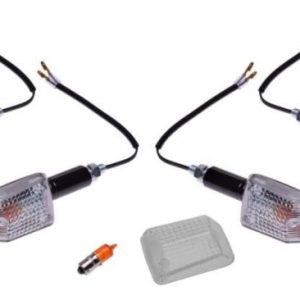 Set 4 mini semnalizari negre + sticla si bec de rezerva